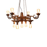 Lámpara de araña vintage de 9 luces expuesta en bronce: ideal para decoración de comedor
